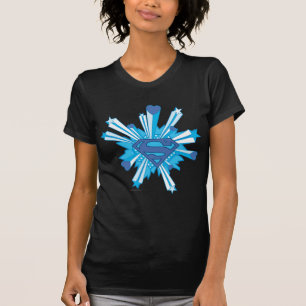 Superman Stylised   Blue Shield Hearts Logo T-Shirt