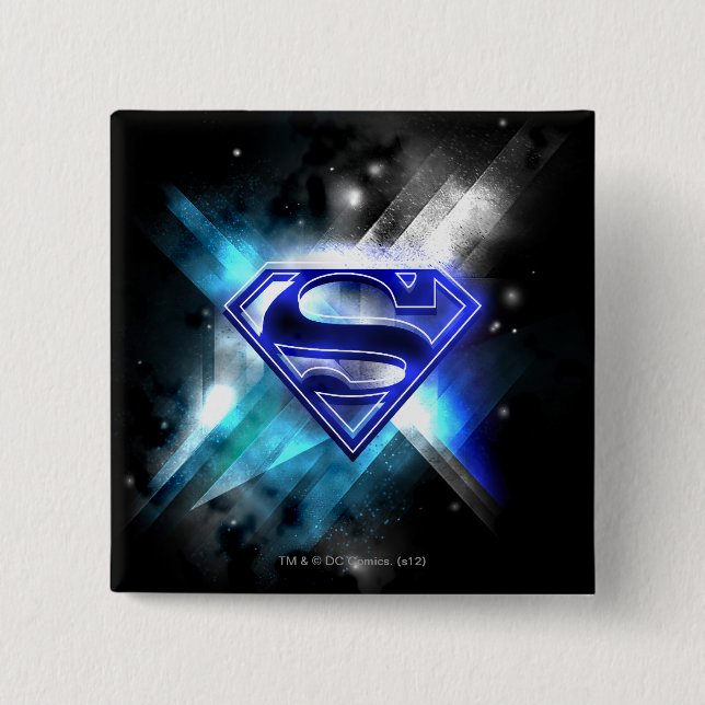 Superman Stylised | Blue White Crystal Logo 15 Cm Square Badge (Front)