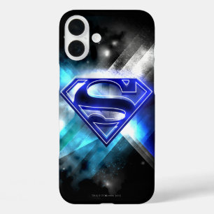 Superman Stylised Blue White Crystal Logo iPhone 16 Plus Case