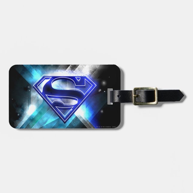Superman Stylised | Blue White Crystal Logo Luggage Tag (Front Horizontal)