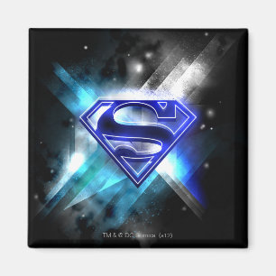 Superman Stylised   Blue White Crystal Logo Magnet