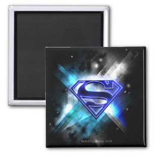 Superman Stylised   Blue White Crystal Logo Magnet