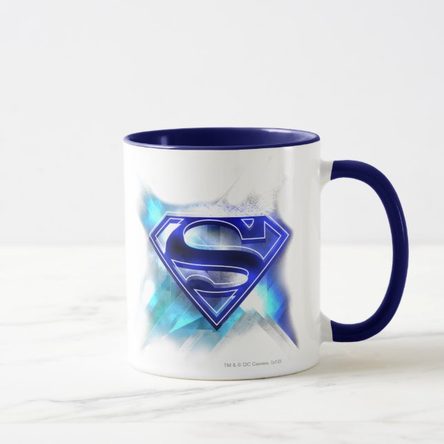 Superman Stylised | Blue White Crystal Logo Mug (Right)