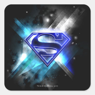 Superman Stylised   Blue White Crystal Logo Square Sticker