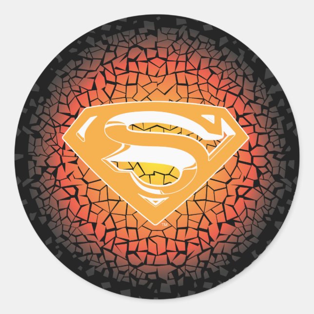 Superman Stylised | Crackle Logo Classic Round Sticker (Front)