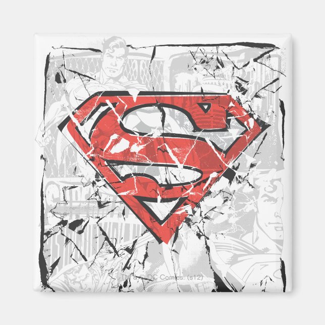 Superman Stylised | Crumpled Comic Logo Magnet (Front)
