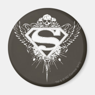 Superman Stylised   Dark Brown Background Logo Magnet