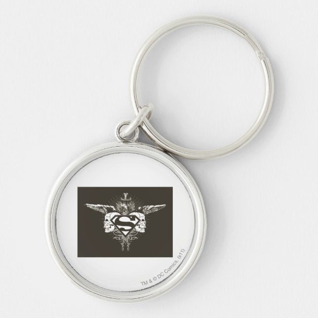 Superman Stylised | Dark Skulls Logo Key Ring (Front)