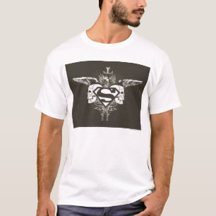 Superman Stylised   Dark Skulls Logo T-Shirt