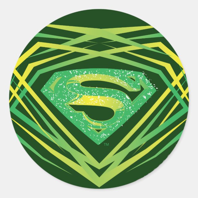 Superman Stylised | Green Decorative Logo Classic Round Sticker (Front)
