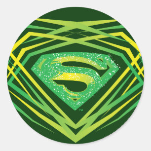 Superman Stylised Green Decorative Logo Classic Round Sticker