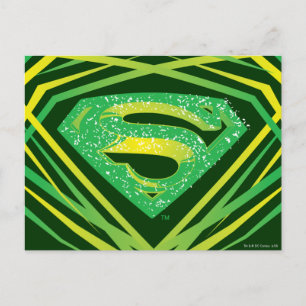 Superman Stylised Green Decorative Logo Postcard