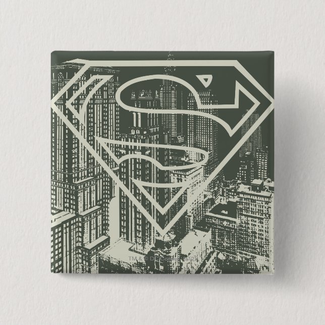 Superman Stylised | Green Metropolis Logo 15 Cm Square Badge (Front)