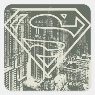Superman Stylised   Green Metropolis Logo Square Sticker