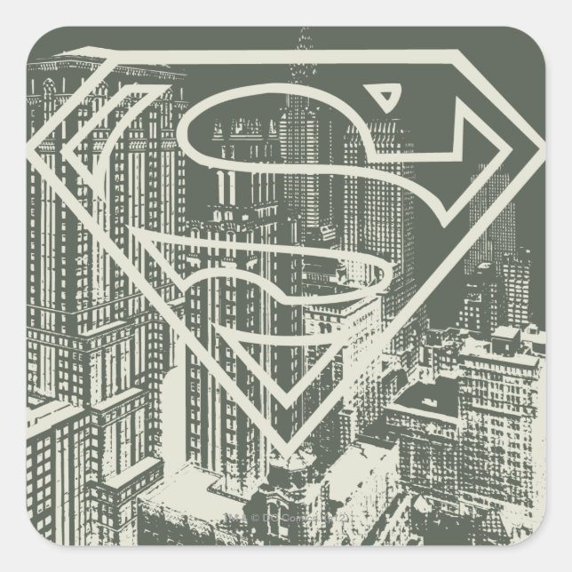 Superman Stylised | Green Metropolis Logo Square Sticker (Front)