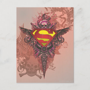 Superman Stylised Grunge Design Logo Postcard