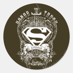 Superman Stylised   Honour, Truth and Justice Logo Classic Round Sticker