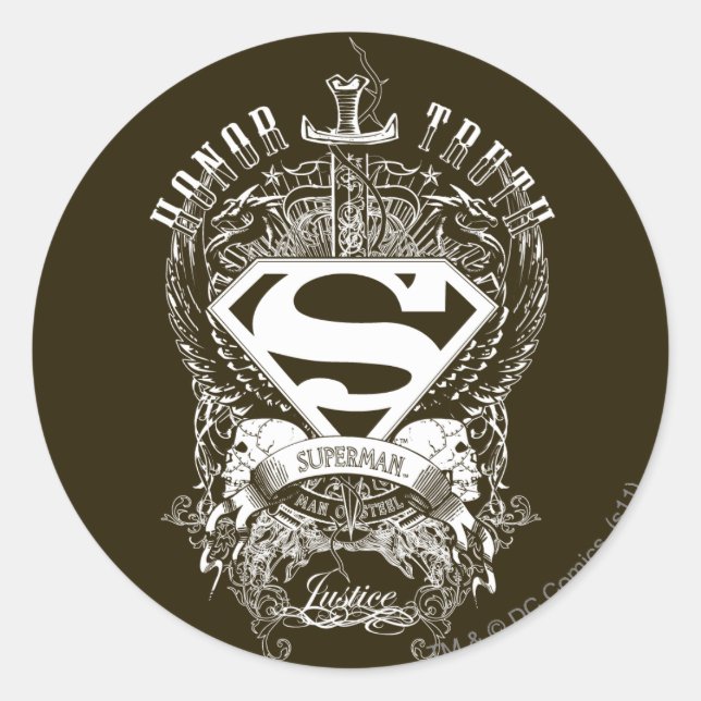 Superman Stylised | Honour, Truth and Justice Logo Classic Round Sticker (Front)