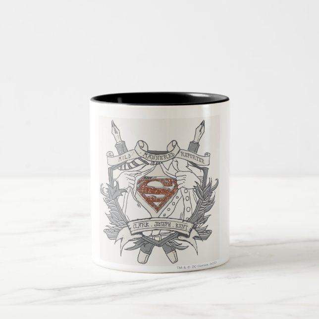 Superman Stylised | Mild Mannered Reporter Logo Two-Tone Coffee Mug (Center)
