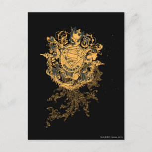 Superman Stylised Orange Heart Beige Logo Postcard