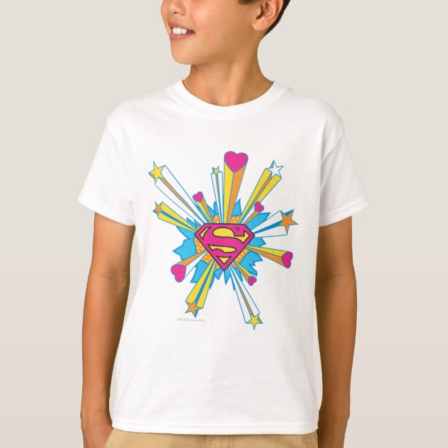 Superman Stylised | Pink with Hearts Logo T-Shirt (Front)