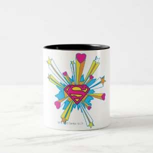 Superman Stylised   Pink with Hearts Logo Two-Tone Coffee Mug