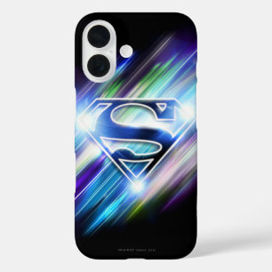 Superman Stylised   Shiny Blue Burst Logo iPhone 16 Case