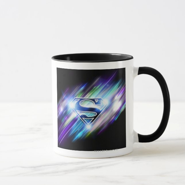 Superman Stylised | Shiny Blue Burst Logo Mug (Right)