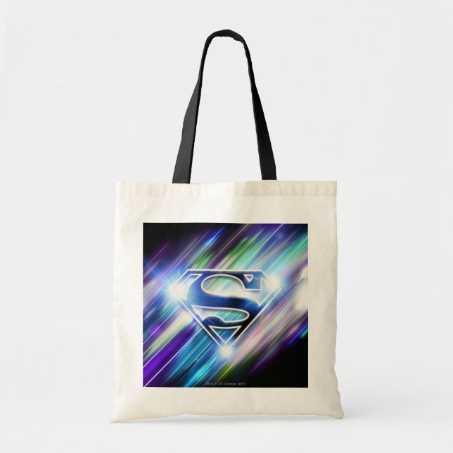 Superman Stylised | Shiny Blue Burst Logo Tote Bag (Front)