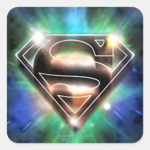 Superman Stylised   Shiny Burst Logo Square Sticker