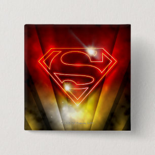 Superman Stylised   Shiny Red Outline Logo 15 Cm Square Badge