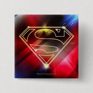 Superman Stylised | Shiny Yellow Outline Logo 15 Cm Square Badge