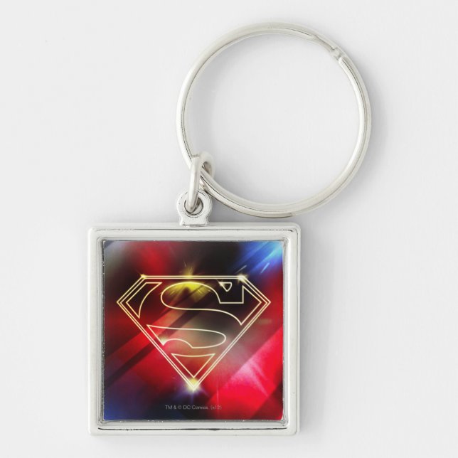 Superman Stylised | Shiny Yellow Outline Logo Key Ring (Front)