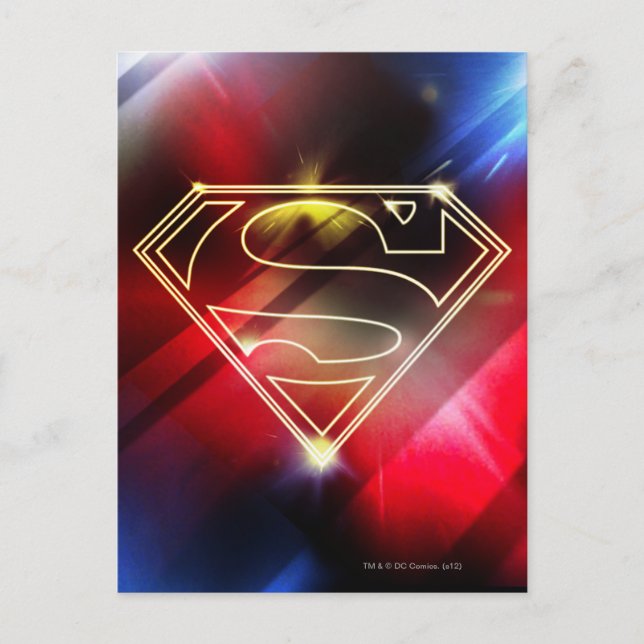 Superman Stylised | Shiny Yellow Outline Logo Postcard (Front)