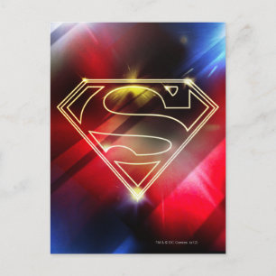 Superman Stylised   Shiny Yellow Outline Logo Postcard
