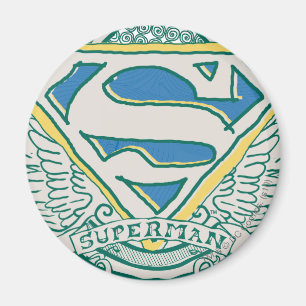 Superman Stylised   Sketched Crest Logo Magnet