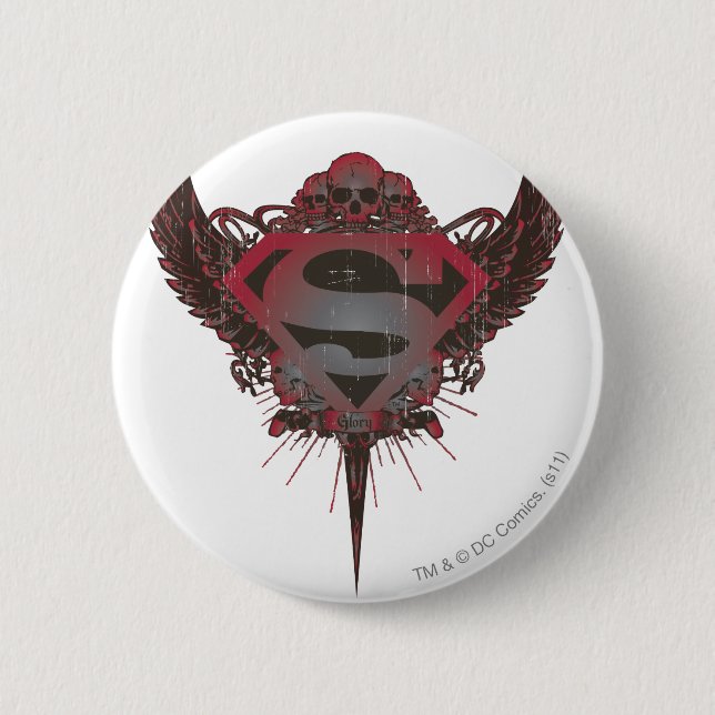 Superman Stylised | Skull and Wings Logo 6 Cm Round Badge (Front)