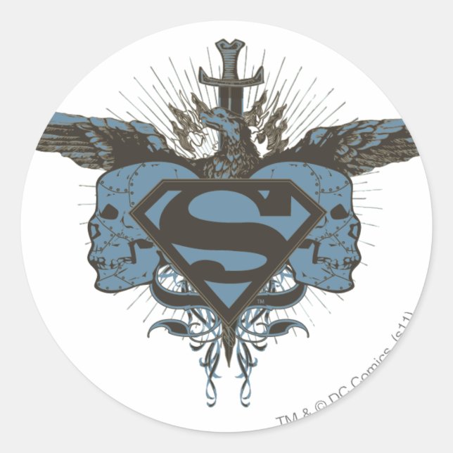 Superman Stylised | Skulls - Blue Logo Classic Round Sticker (Front)