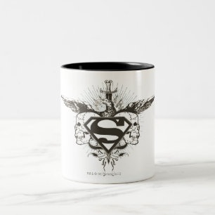 Superman Stylised Skulls Logo Two-Tone Coffee Mug