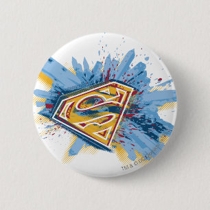 Superman Stylised   Splash Logo 6 Cm Round Badge