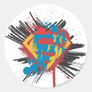 Superman Stylised   Splatter Logo Classic Round Sticker