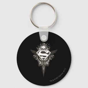 Superman Stylised Star and Skull White Logo Key Ring