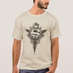 Superman Stylised   Star and Skull White Logo T-Shirt