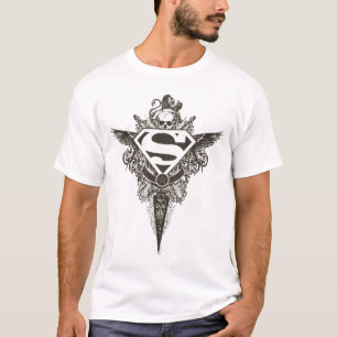 Superman Stylised   Star and Skull White Logo T-Shirt