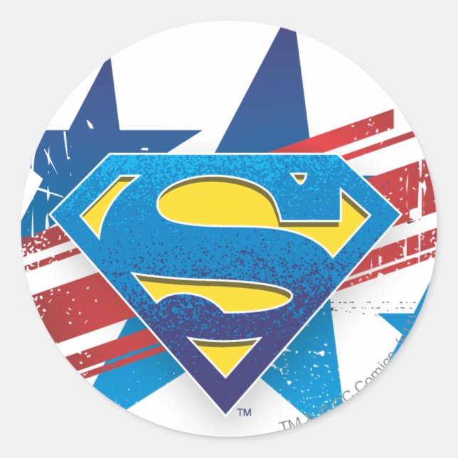 Superman Stylised | Stars and Stripes Logo Classic Round Sticker (Front)
