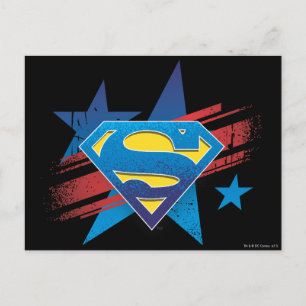 Superman Stylised Stars and Stripes Logo Postcard