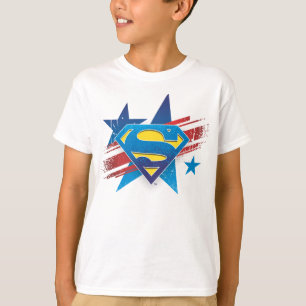 Superman Stylised   Stars and Stripes Logo T-Shirt