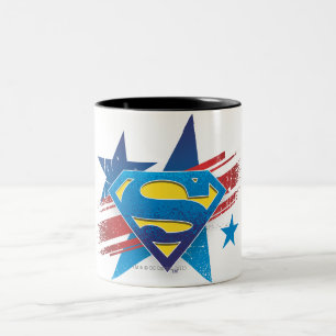 Superman Stylised Stars and Stripes Logo Two-Tone Coffee Mug
