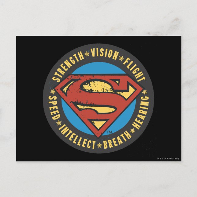 Superman Stylised | Strength Vision Flight Logo Postcard (Front)