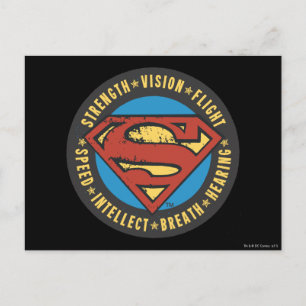 Superman Stylised Strength Vision Flight Logo Postcard
